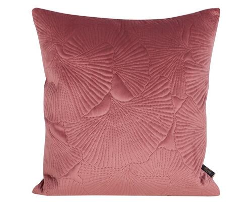 Zamatová obliečka na vankúš - Velvet 58C listy ginko, ružová 45 x 45 cm